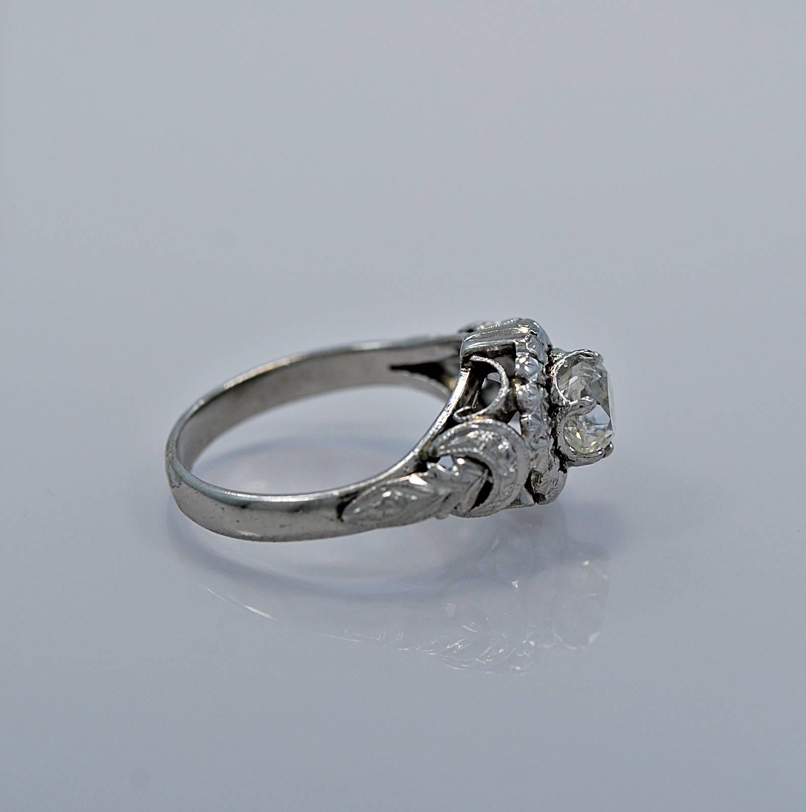 Women's Exceptional Art Deco Diamond Platinum Engagement Ring