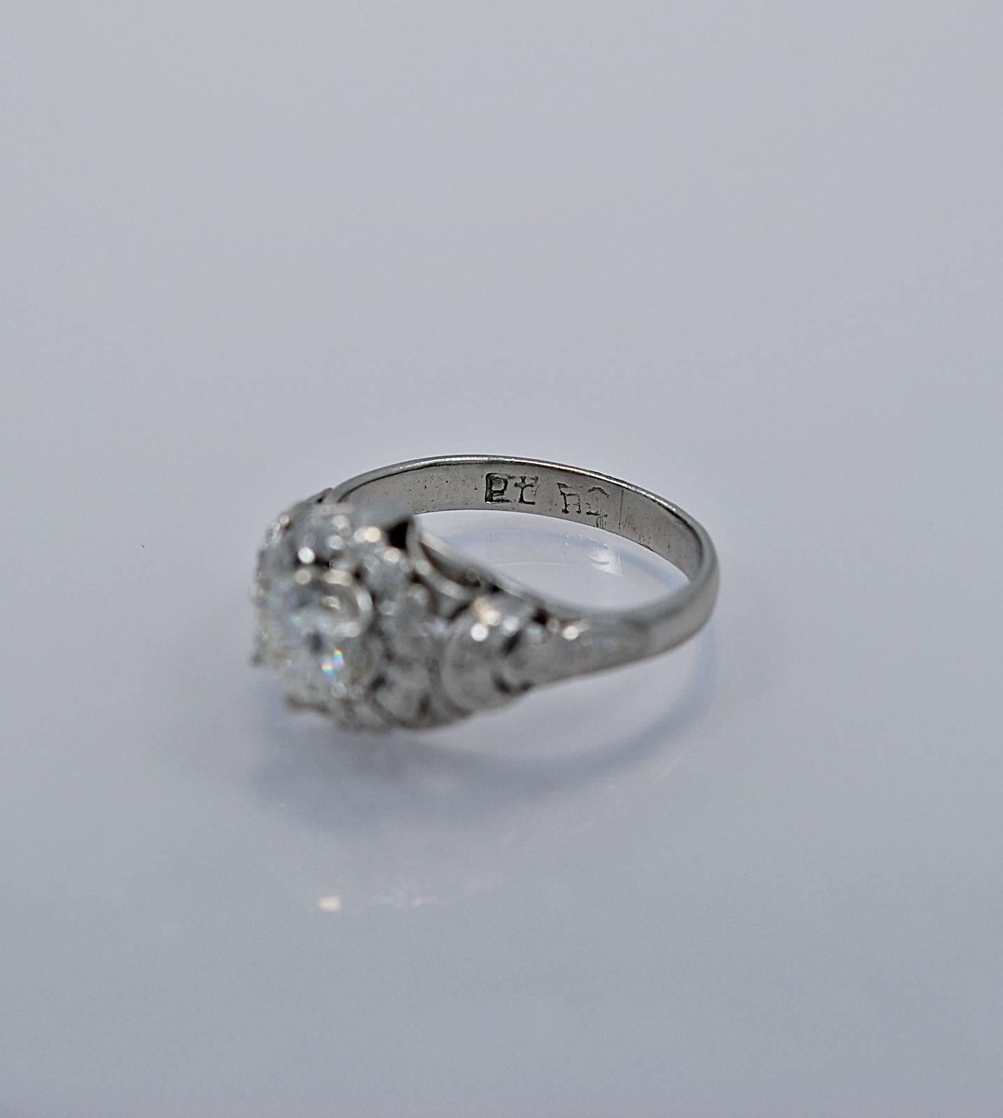 Exceptional Art Deco Diamond Platinum Engagement Ring 2