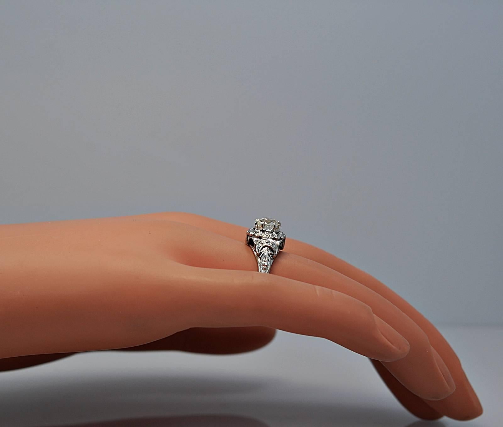 Exceptional Art Deco Diamond Platinum Engagement Ring 4
