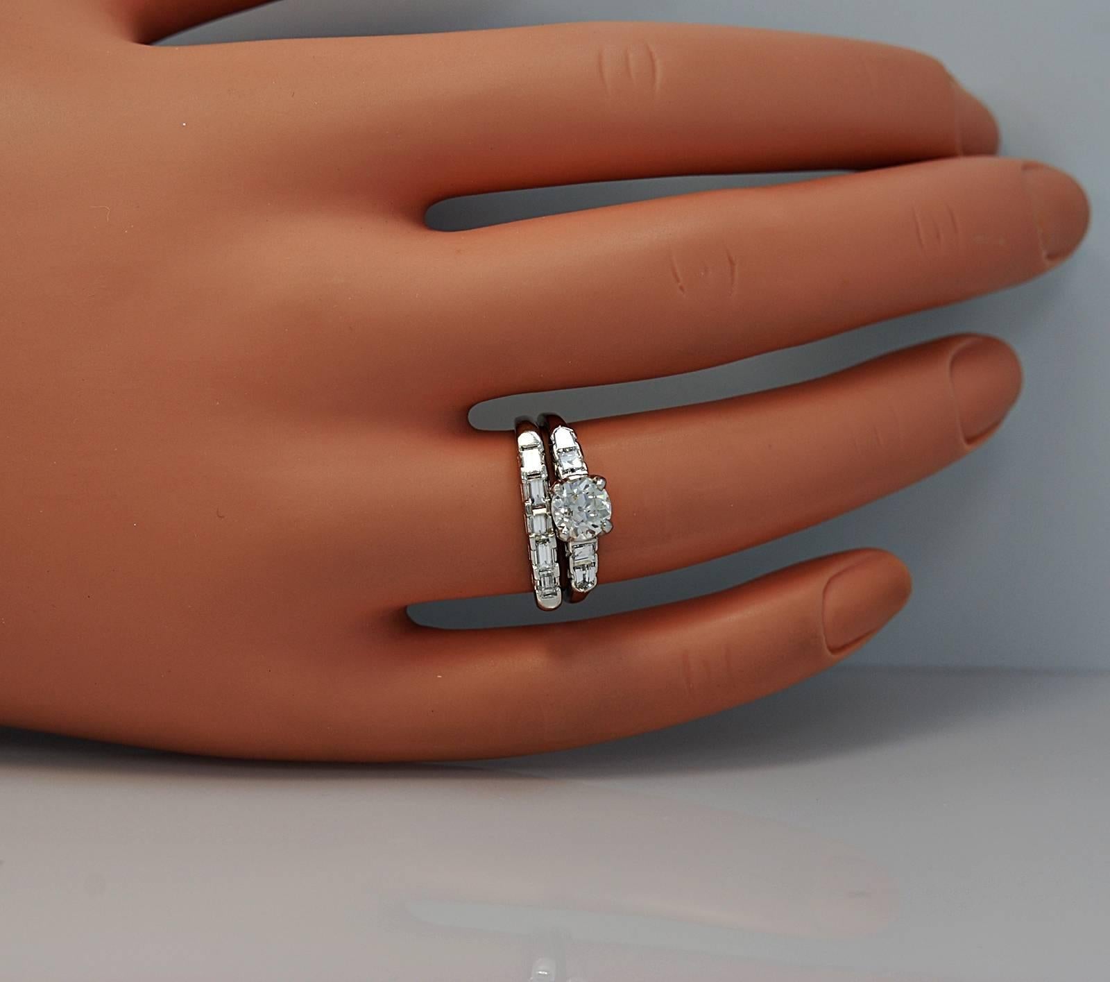 Women's Art Deco Diamond Platinum Engagement Wedding Set