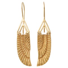 Egyptian 18 Carat Yellow Gold Goddess Isis Wing Earrings