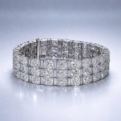 Magnifico bracciale con diamanti taglio cuscino da 69,40 carati