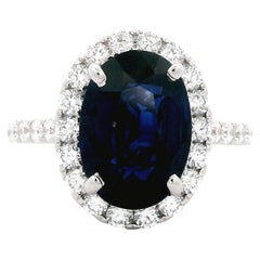 Alexander Beverly Hills GIA 5.03ct Oval Ceylon Sapphire & Diamond Ring 18k