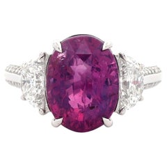 Alexander Beverly Hills GIA 5.15ct No-Heat Pink Sapphire 3-Stone Ring Platinum