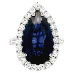 Alexander Beverly Hills GIA 7.76ct Pear Shape Ceylon Sapphire & Diamond Ring 18k
