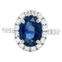Alexander Beverly Hills GIA 3.03ct No-Heat Oval Ceylon Sapphire & Diamond Ring