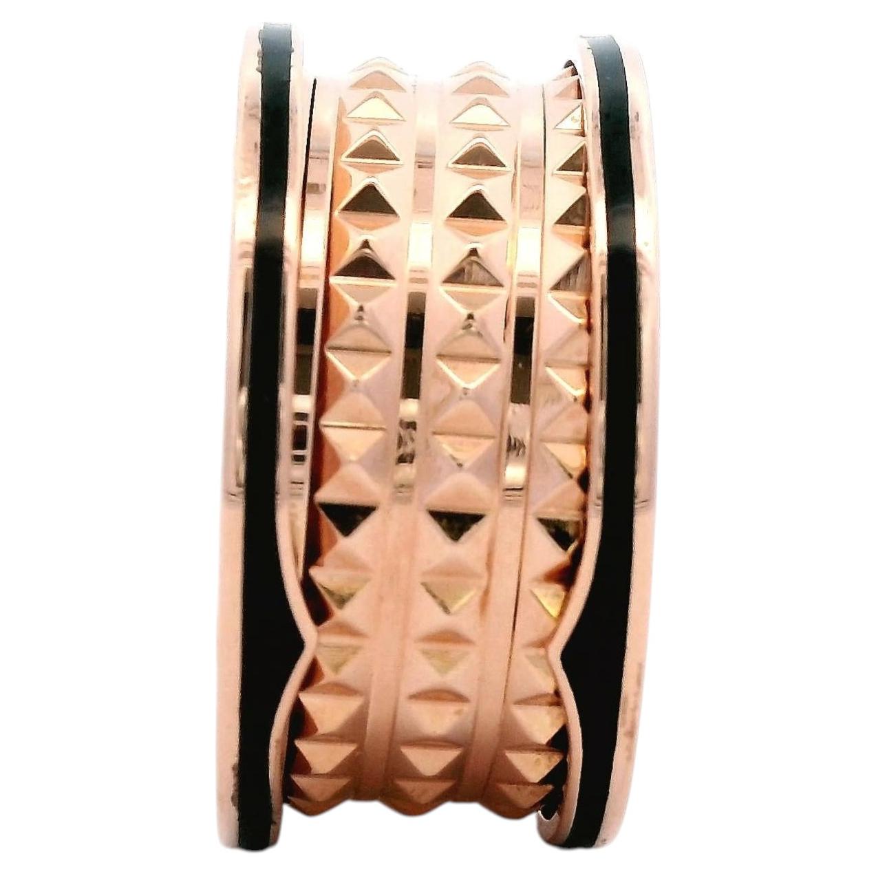 Bvlgari B.Zero1 Ring in 18kt Rose Gold with Black Enamel Size 62 (US 10) For Sale