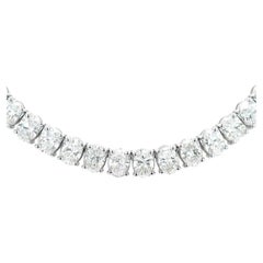 Alexander Beverly Hills All GIA 26.06ct Oval Cut D-F Diamond Tennis Necklace 18k