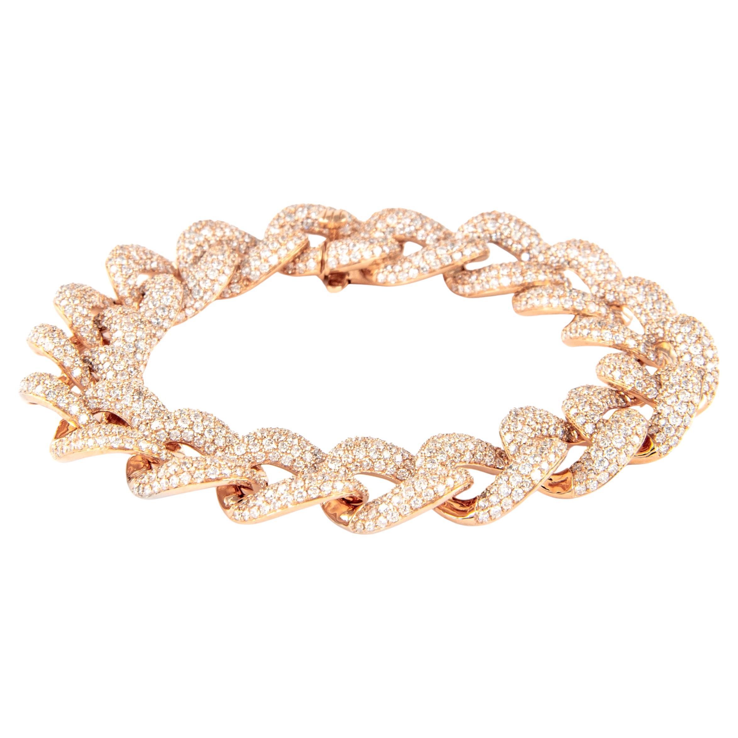 Alexander Beverly Hills 11.39ct Diamond Cuban Link Bracelet 18k Rose Gold