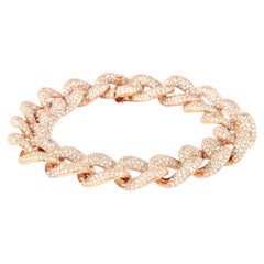 Alexander Beverly Hills Bracelet à maillons cubains en or rose 18 carats et diamants 11,39 carats