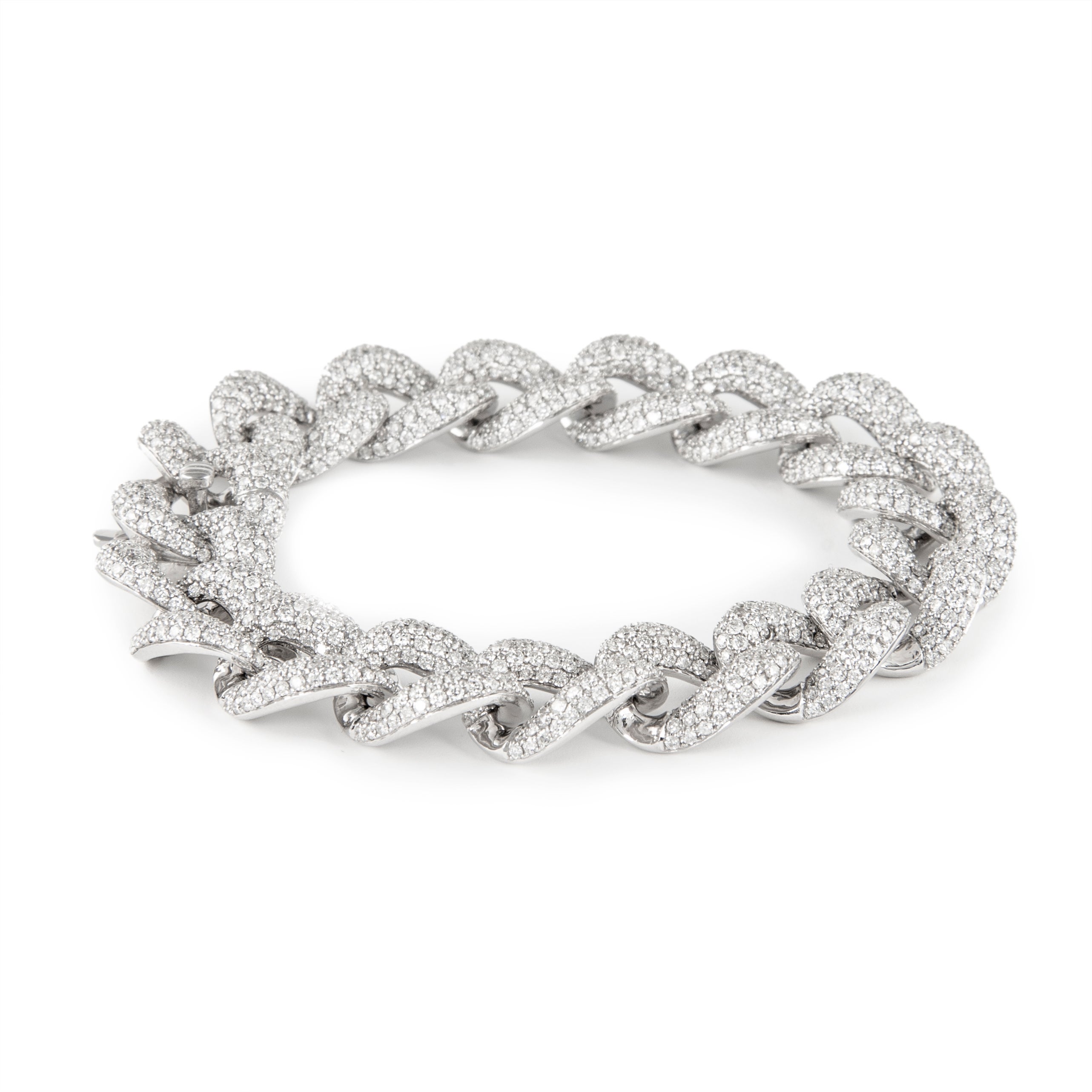 Alexander Beverly Hills 12.27ct Diamond Cuban Link Bracelet 18k White Gold