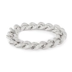 Alexander Beverly Hills 12.27ct Diamond Cuban Link Bracelet 18k White Gold