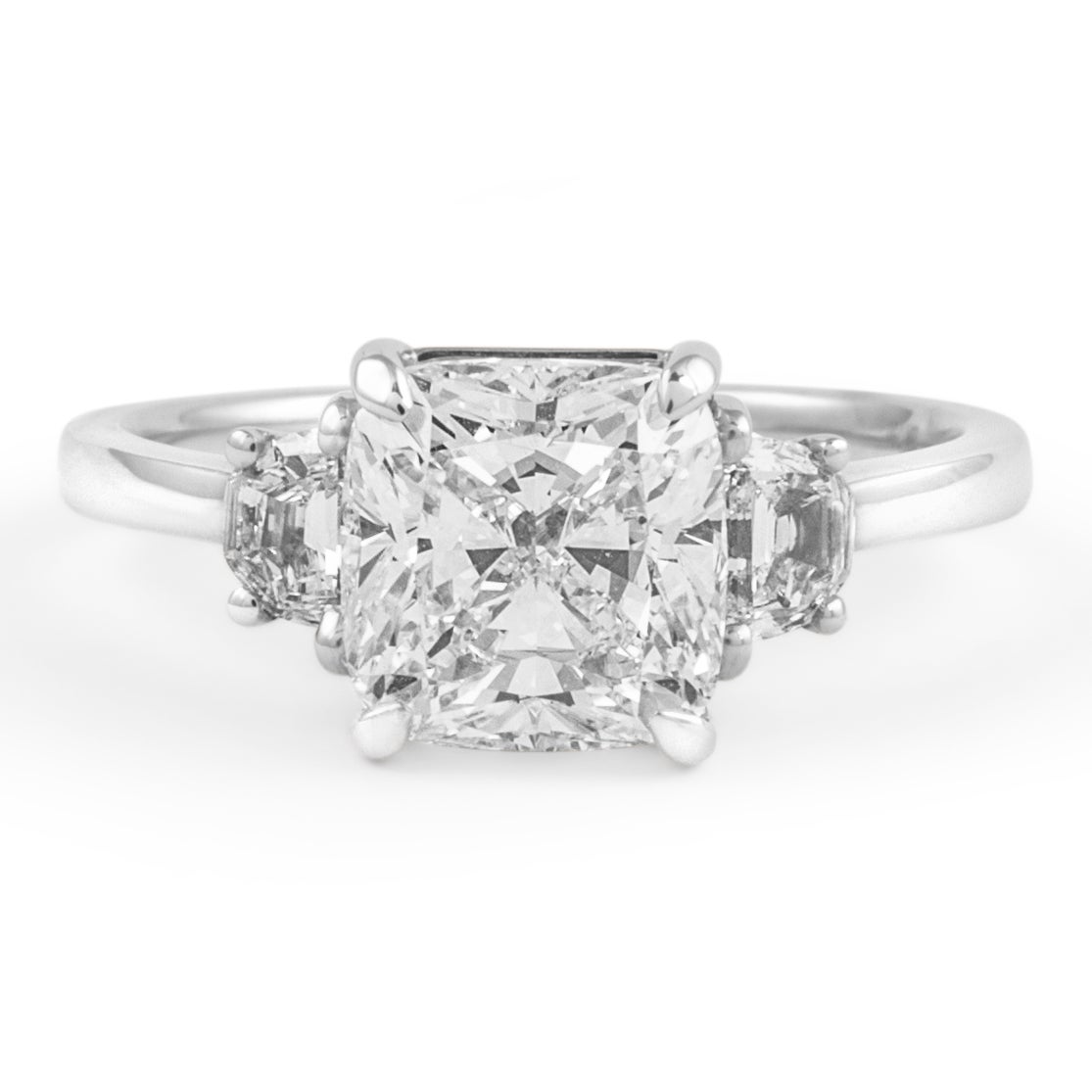 Alexander Beverly Hills GIA 2.70ct G VS1 Cushion Diamond Three-Stone Ring 18k