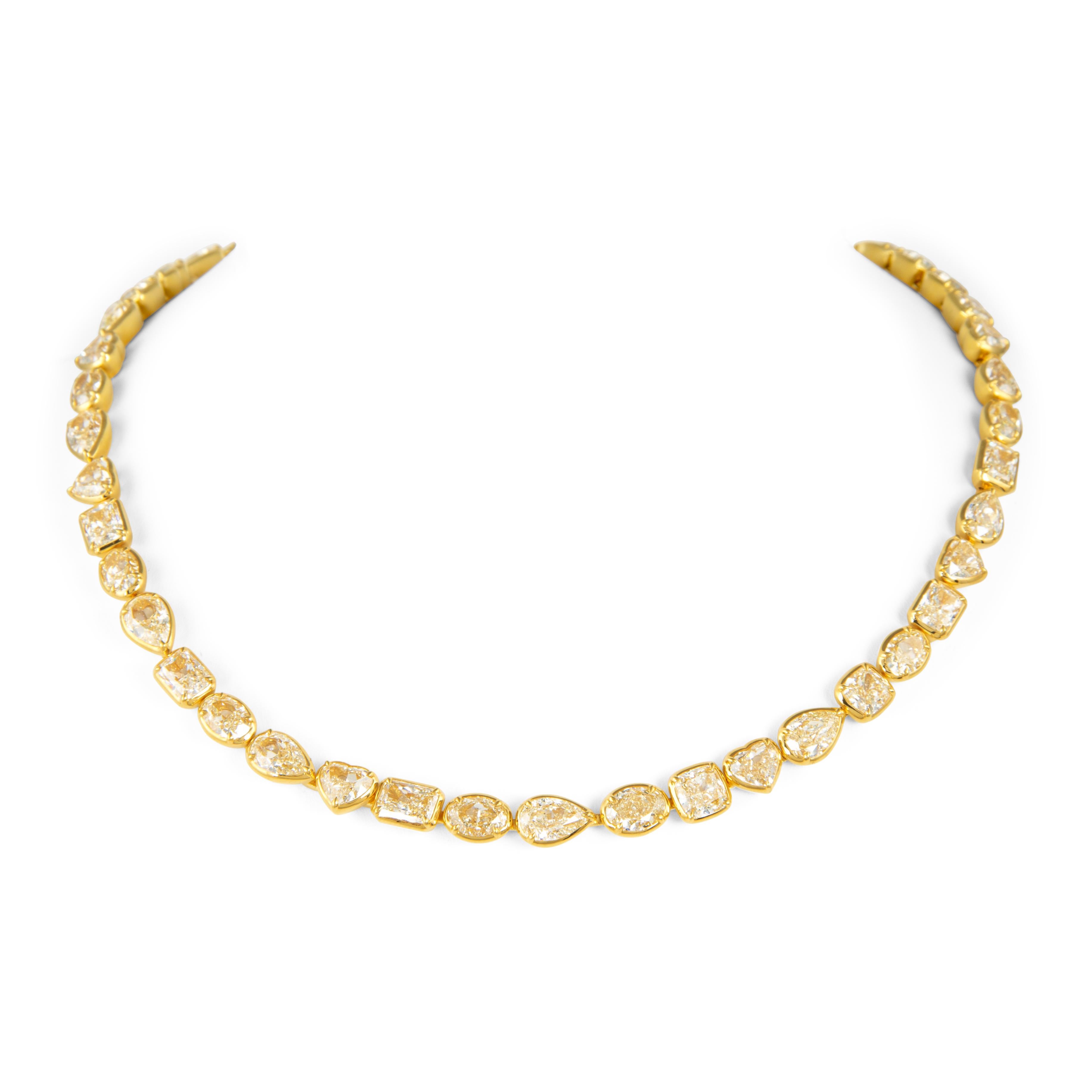 Alexander Beverly Hills 71.71ct Yellow Diamond Necklace & Bracelet Set 18k For Sale