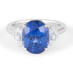 Alexander of Beverly Hills GIA 7,58ct Saphir & Diamanten 3-Stein-Ring Platin