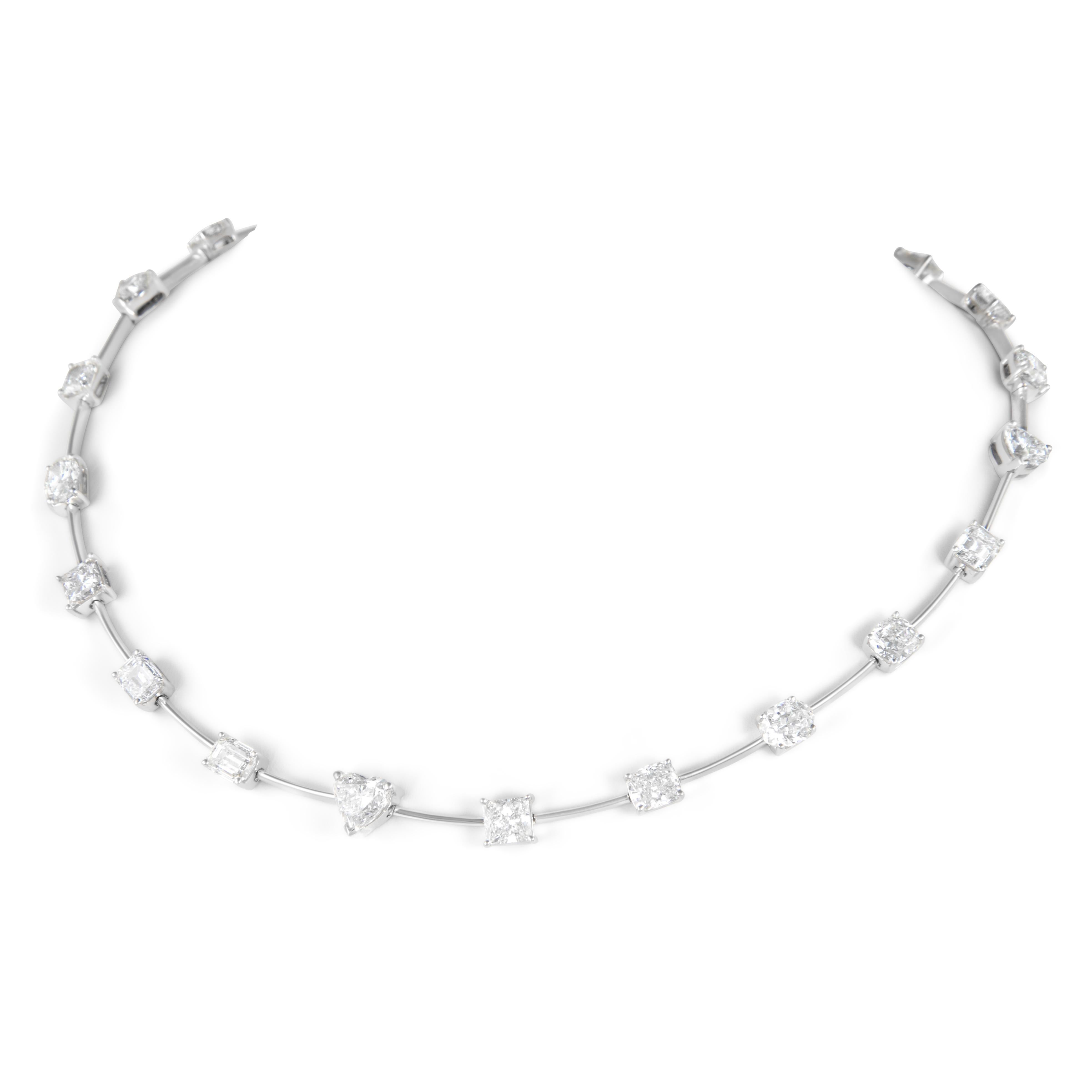 Contemporaneo Alexander Beverly Hills GIA 21,69ct Collana Tennis con diamanti misti 18k in vendita