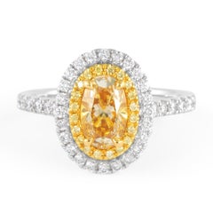 Alexander Beverly Hills 1,02ct Anello con diamante giallo ovale fantasia 18k bicolore