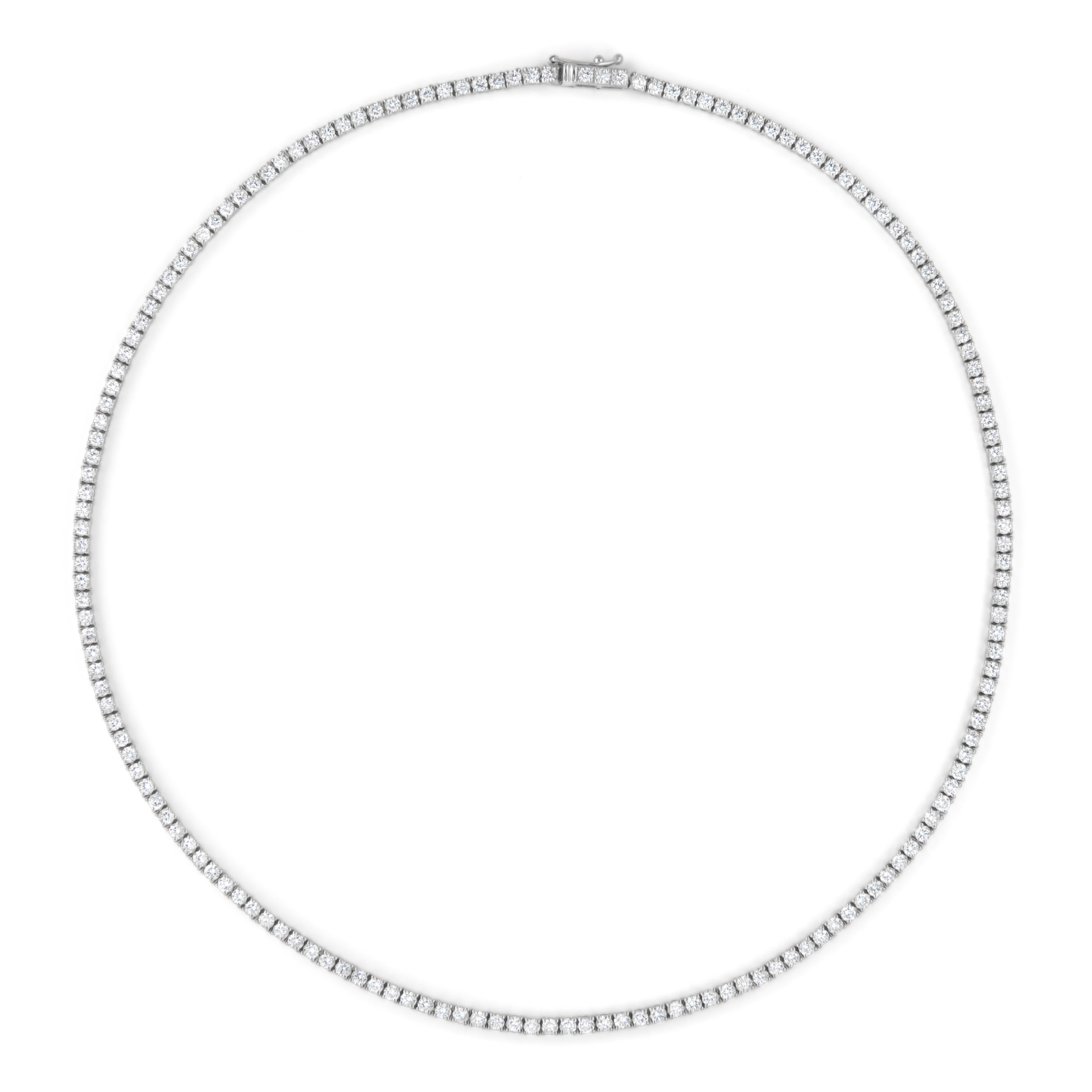 Collar de tenis con diamantes Alexander Beverly Hills 6,44 ct D-F Oro blanco 18k 16,5 pulg. Corte redondo en venta