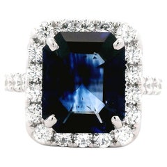 Alexander Beverly Hills GIA 5.45ct Emerald Cut Ceylon Sapphire & Diamond Ring
