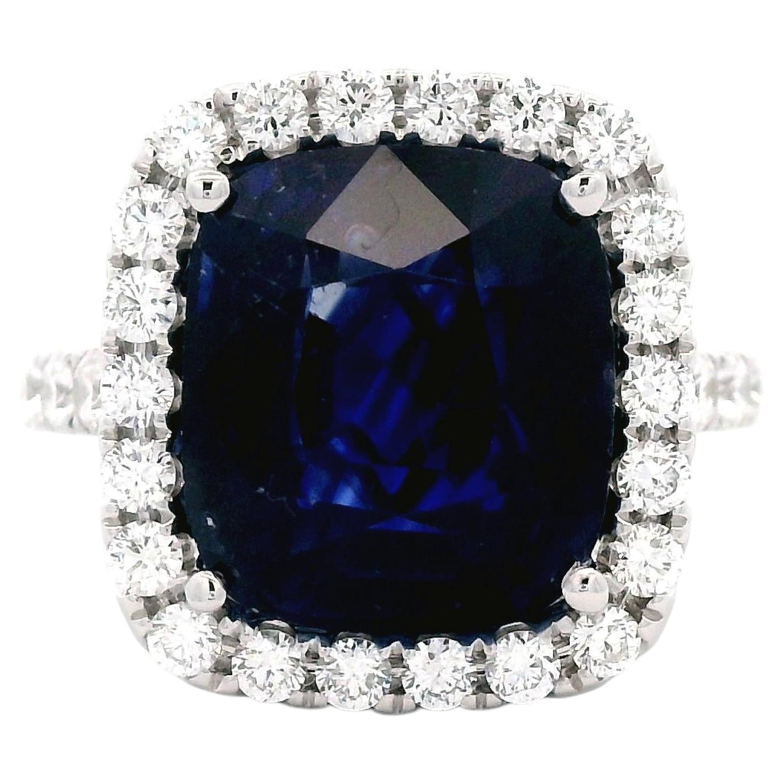 Alexander Beverly Hills GIA 8.16ct Cushion Ceylon Sapphire & Diamond Ring 18k For Sale