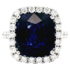 Alexander Beverly Hills GIA 8.16ct Cushion Ceylon Sapphire & Diamond Ring 18k