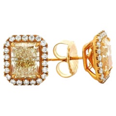 Alexander Beverly Hills Certified 6.03ct Yellow Diamond Stud Earrings with Halo