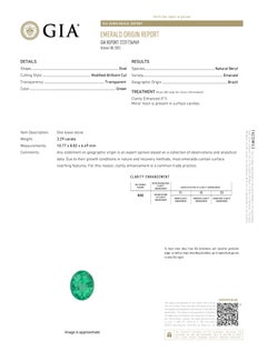 Alexander Beverly Hills All GIA 3.29ct Brazilian Emerald 3-Stone Ring Platinum