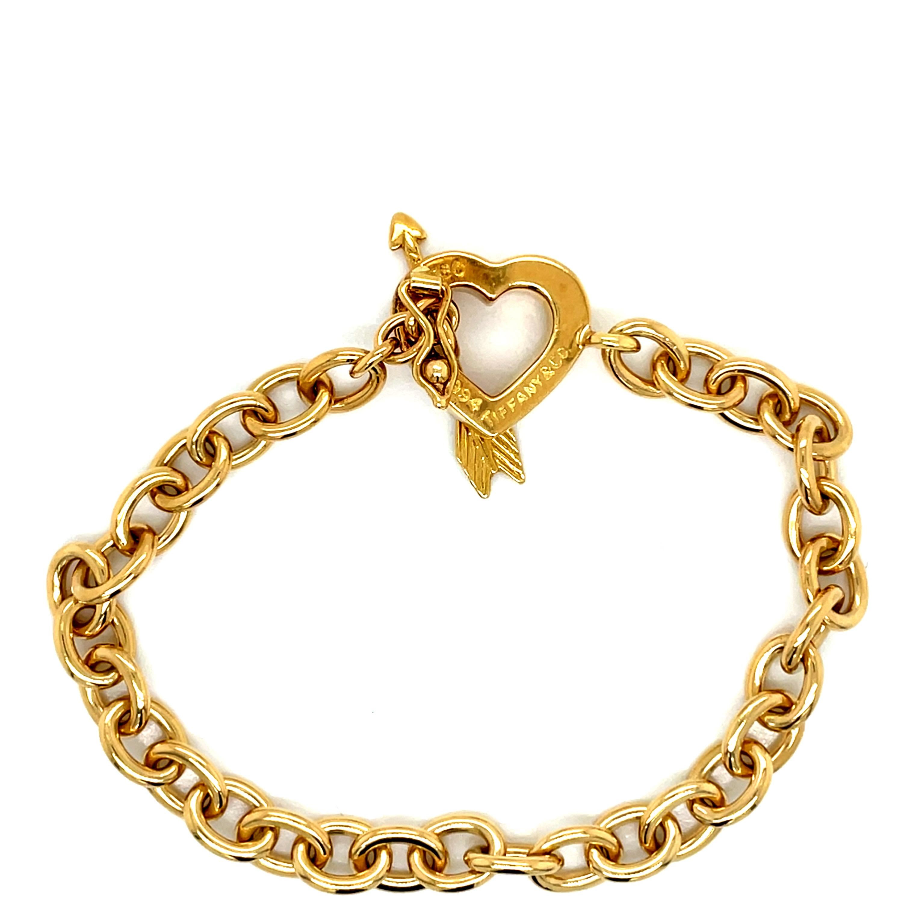 Herz- und Pfeil-Armband von 1994 aus 18 Karat Gelbgold, Vintage Damen im Angebot