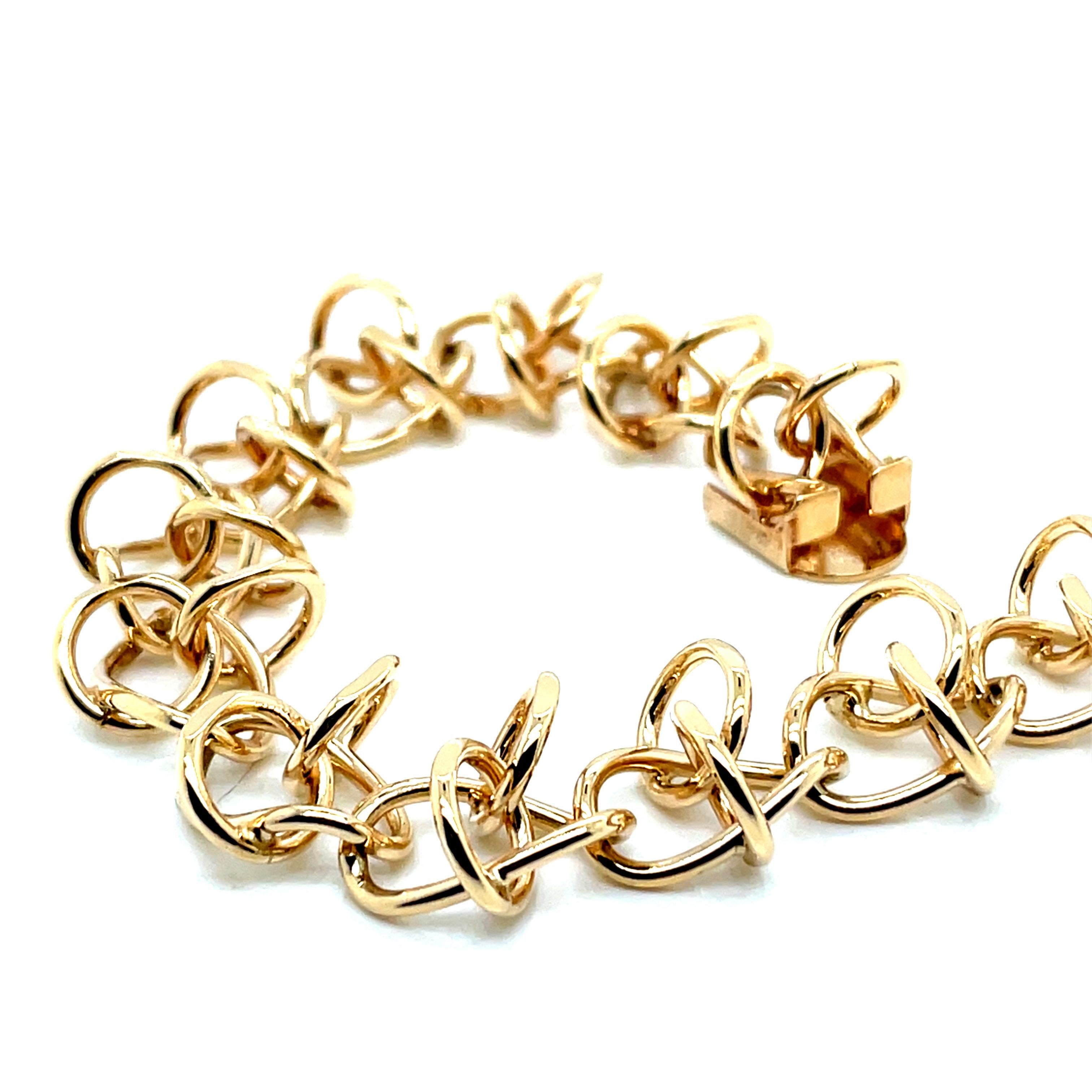 Vintage 1980er Jahre 14 Karat Gelbgold Charm-Gliederarmband im Angebot 2