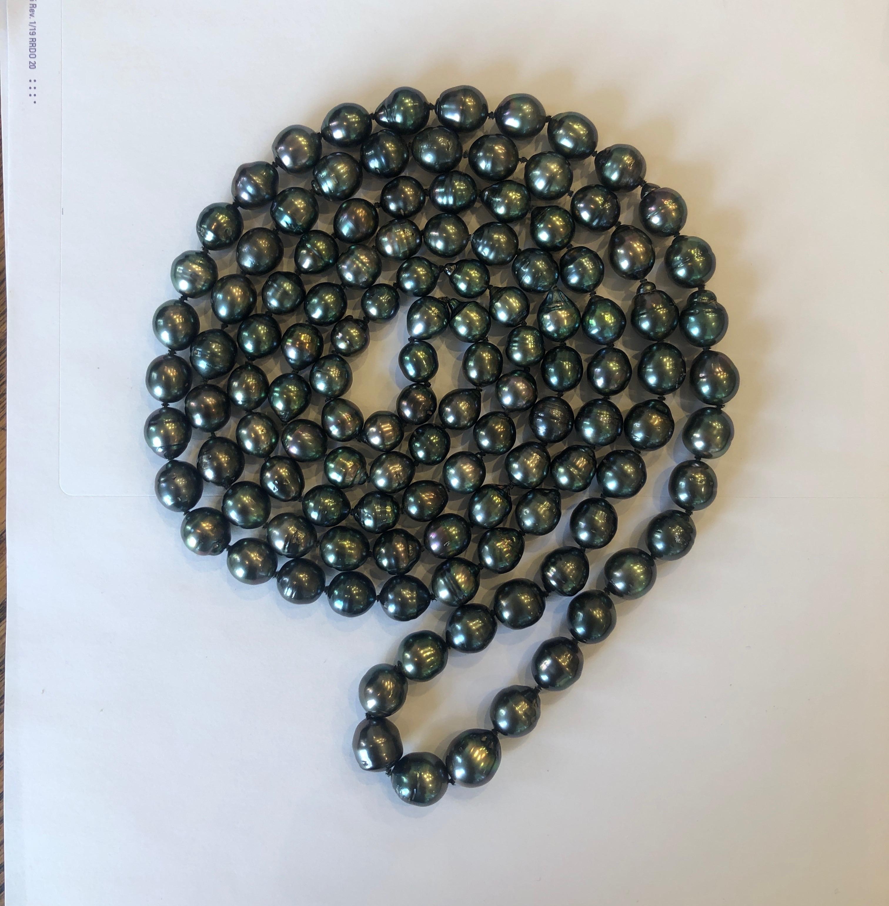 Artisan Gabrielle Sanchez Black Tahitian Pearl Necklace 'Rope' For Sale