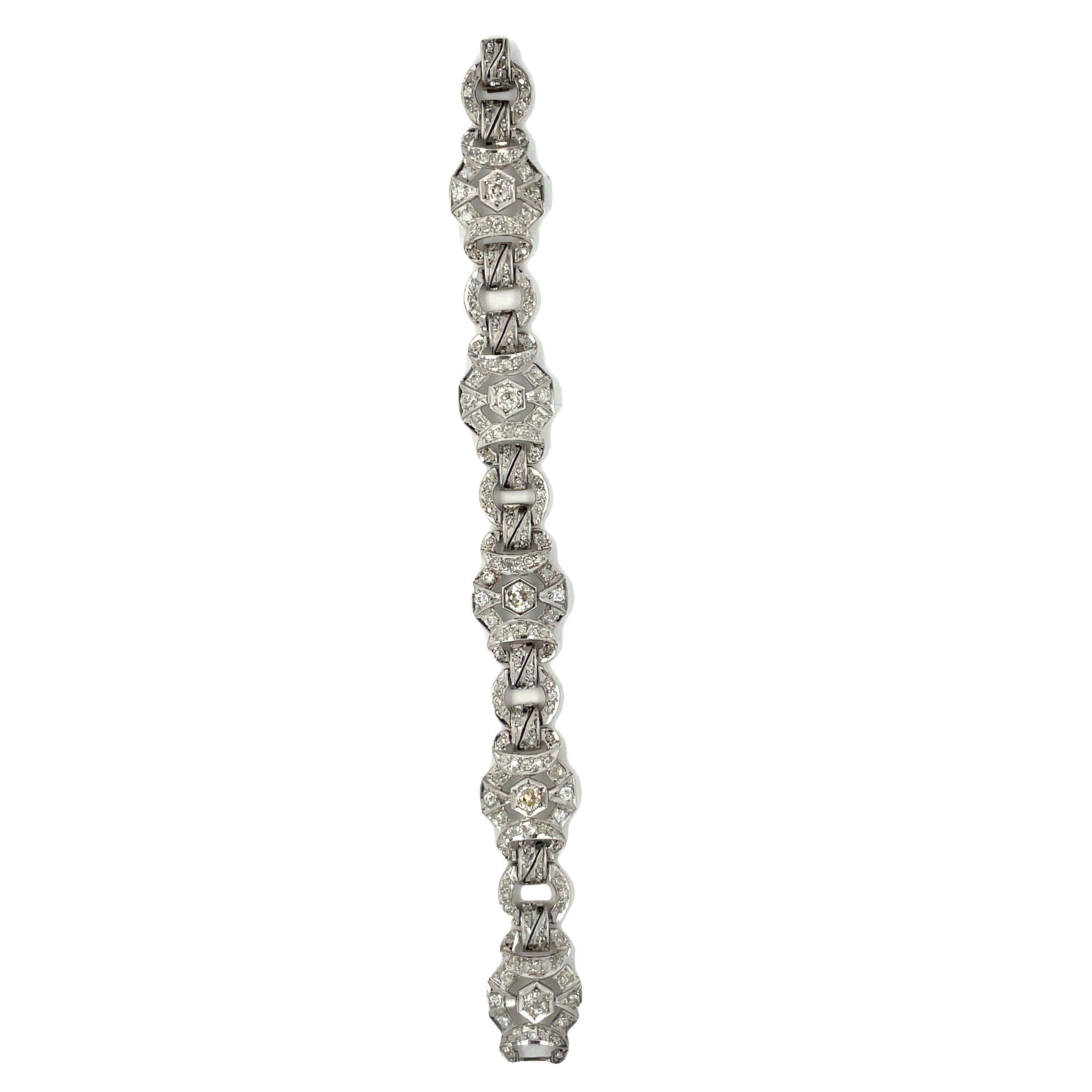 Women's 4.40 carats Edwardian Silver Diamond Bracelet