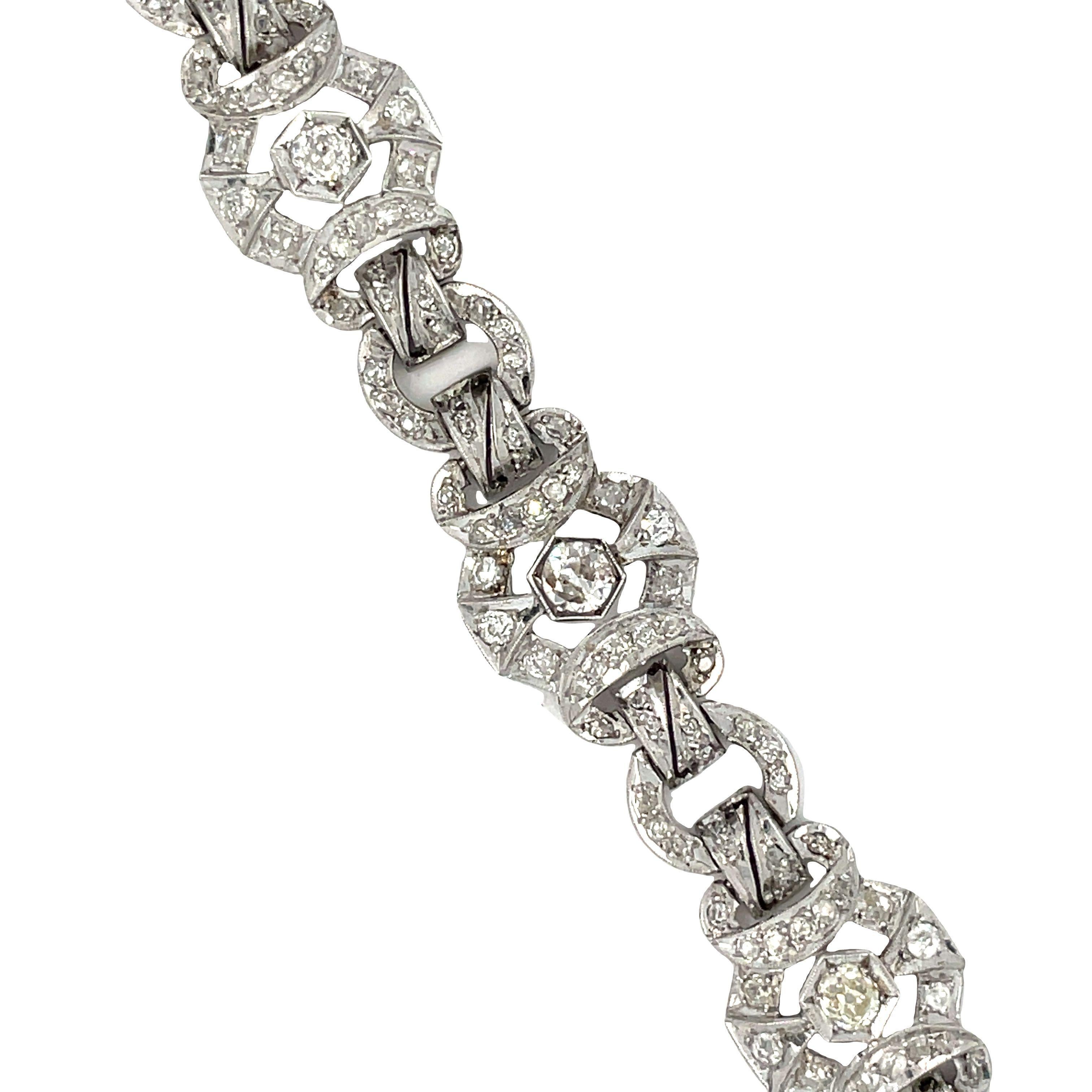 Old Mine Cut 4.40 carats Edwardian Silver Diamond Bracelet