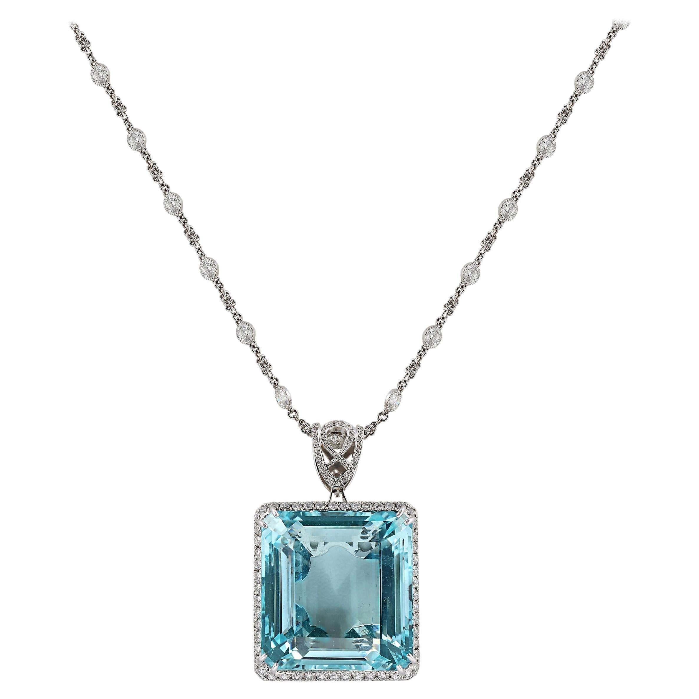 130 Carat Santa Maria Aquamarine and Diamond Pendant For Sale