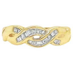 Baquette Diamond Twist Band Ring 10k Yellow Gold
