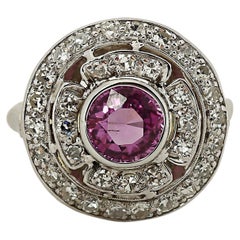 Pink Sapphire and Diamond Ring 18k White Gold
