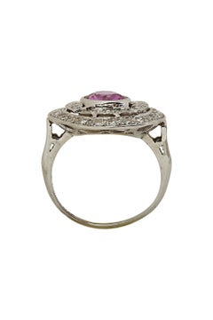 Pink Sapphire and Diamond Ring 18k White Gold