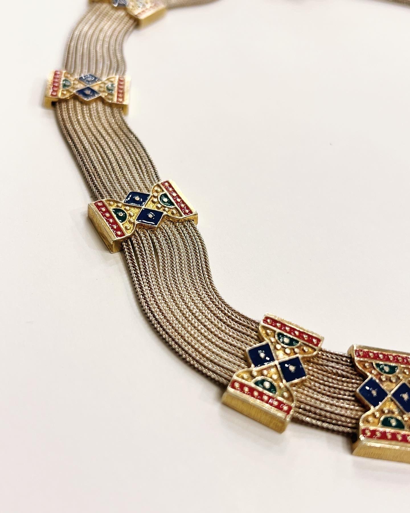 Artigiano Turchia Collana in argento 925 e smalto vermeil a più fili in vendita