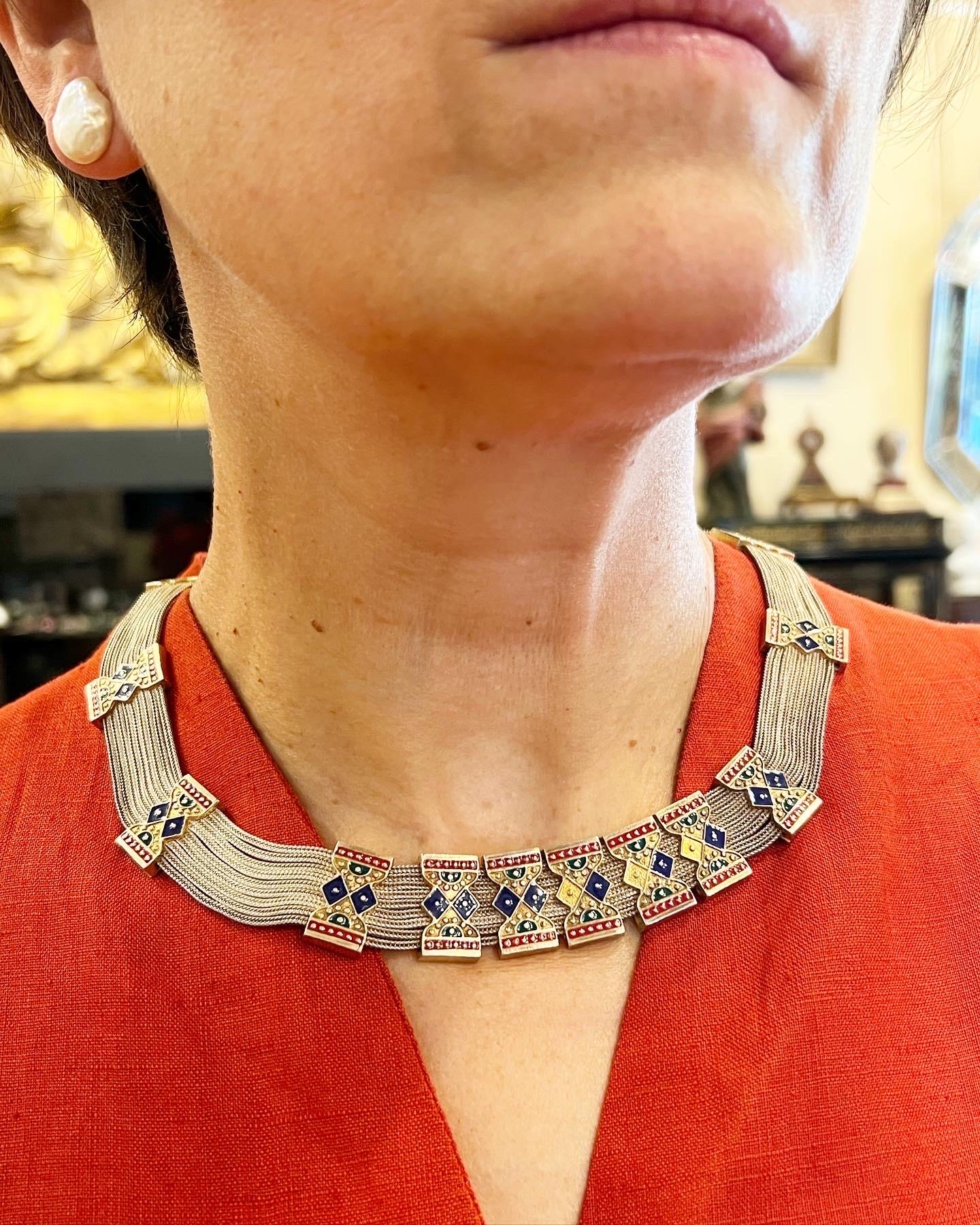 Turchia Collana in argento 925 e smalto vermeil a più fili In condizioni buone in vendita a Pamplona, Navarra