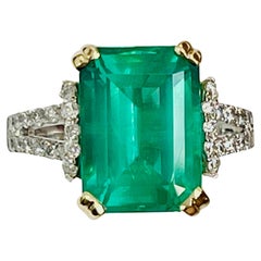 5.97 ct Carat Emerald Diamond Cocktail Ring