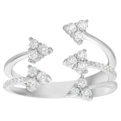 14K Weißgold Multi-Row Diamond Cluster Arrow Ring