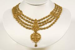 19th Century South Indian West Bengal Gold Floral Necklace