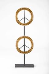 Pair of Antique Indian Pearl Sapphire Gold Openworked Bangles