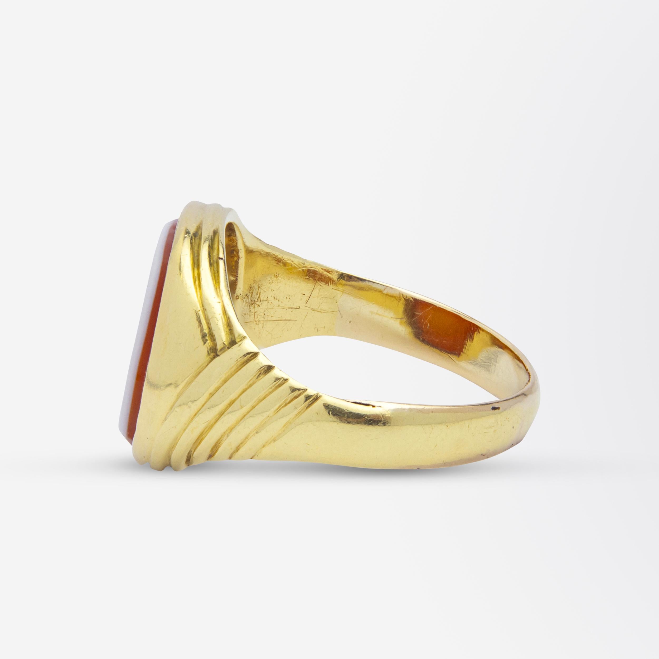 Anello Signet in agata con fascia incastonata in oro In condizioni buone in vendita a Brisbane City, QLD