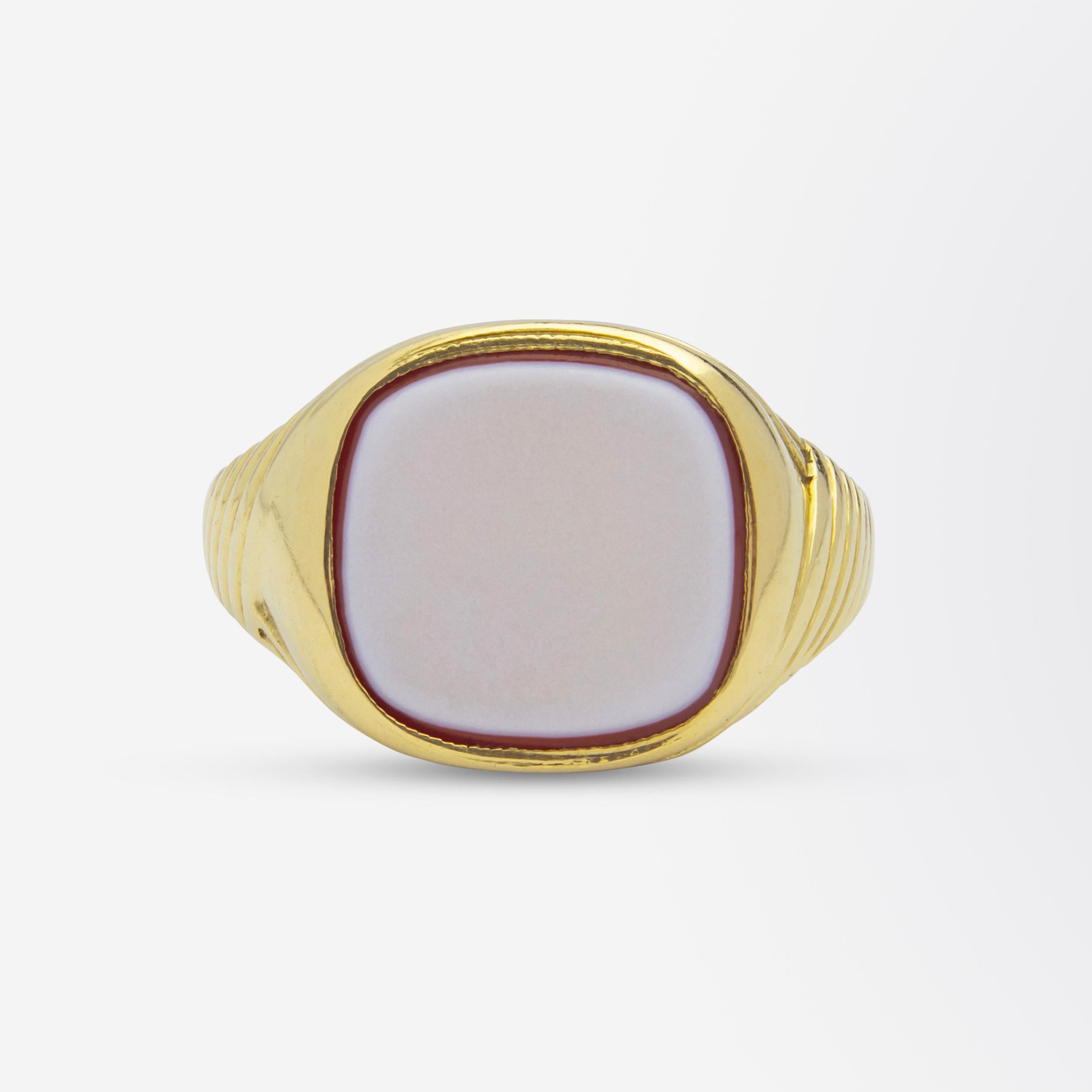Grezzo Anello Signet in agata con fascia incastonata in oro in vendita