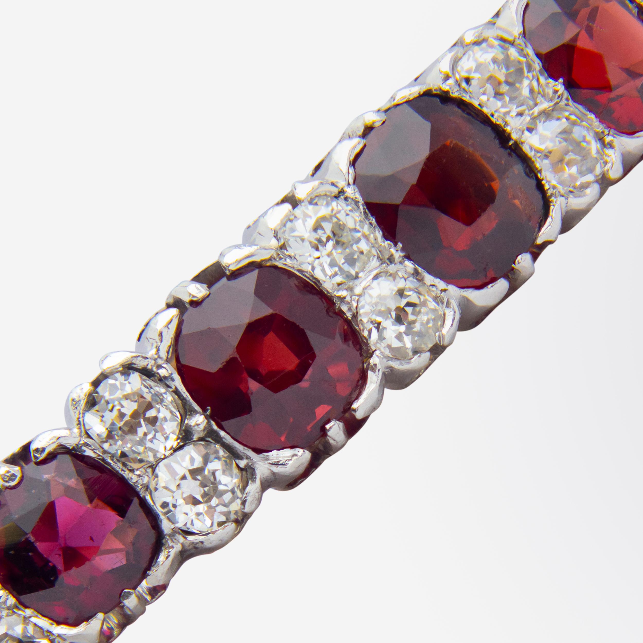Antique Swedish Diamond & Garnet Bangle For Sale 2