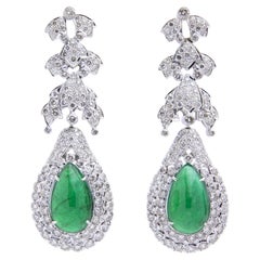 Impressive Emerald & Diamond Ear Pendants