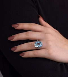 Art Deco Style Aquamarine & Diamond Cocktail Ring