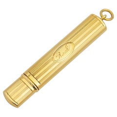 14 Karat Gold Needle Case Pendant Engraved 'Rock'