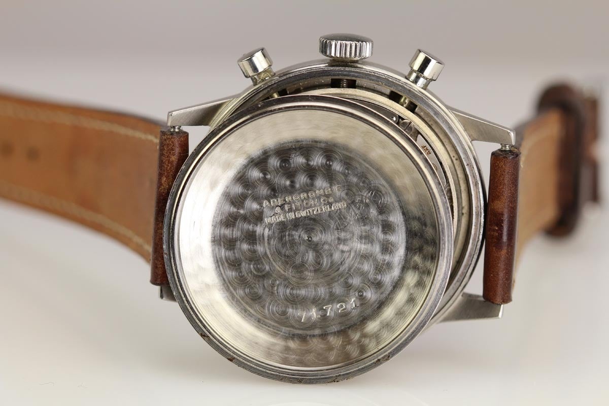 Abercrombie & Fitch Stainless Steel Seafarer Chronograph Wristwatch circa 1950s In Excellent Condition In Miami Beach, FL