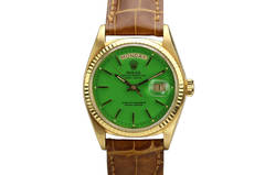 Vintage Rolex Yellow Gold Day-Date Wristwatch Ref 1803 with Green Stella Dial